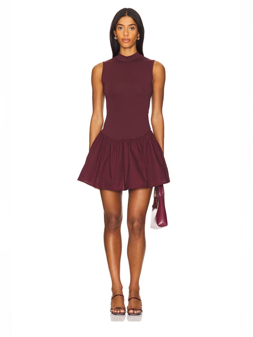 NWT WEWOREWHAT Mockneck Dress in Eggplant Size Small 9541